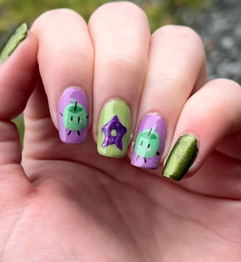 Stardew Valley 🌾✨ My top coat wanted to smear but it turned out pretty good :) Since the update I’m back on the farm #stardewvalley #nailart #stardewvalleyfanart #junimo #naildesign Stardew Valley Nail Art, Stardew Valley Nails, Stardew Valley Fanart, Stardew Valley, On The Farm, Nails Art, The Farm, Pretty Good, Top Coat