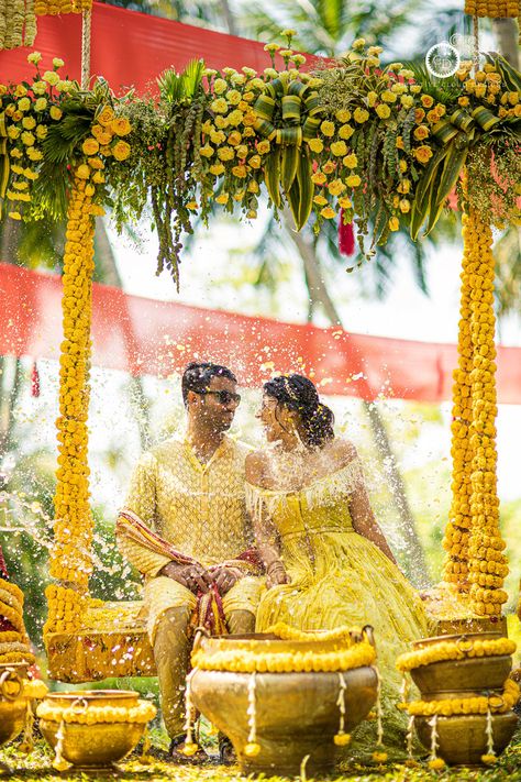 Indian Destination Wedding, Ceremony Photos, Haldi Ceremony, Wedding Rituals, Clouds Design, Hindu Wedding, Shower Ideas, Ritual, Destination Wedding