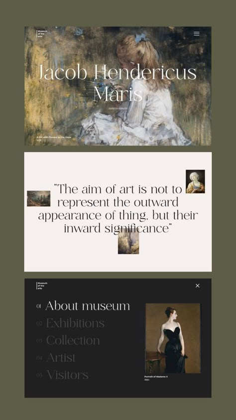 Fine Art Website Design, Museum Website Design Inspiration, Art Studio Website, Art Nouveau Website Design, Museum Web Design, Art Gallery Website Design, Museum Website Design, Artist Website Ideas, Museum Poster Design