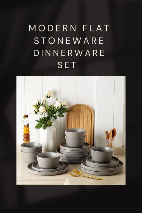 The pure matte glazed plate sets are designed to add elegance to your table and enhance the presentation of your food. With their large size and high edges, these plates are specifically crafted to prevent accidental slipping. 12 pieces set. #CommissionsEarned #kitchen #interiordesign #kitchendesign Stoneware Plates, Plates And Bowls Set, Ceramic Dinnerware Set, Stoneware Dinnerware Sets, Stoneware Dinnerware, Modern Flat, Ceramic Dinnerware, Dish Sets, Dinnerware Set