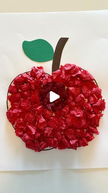 Mel  |  Early Childhood Educator on Instagram: "Tissue paper apple 🍎  Follow @artsandcrafts4kids for more BACK-TO-SCHOOL deas! 🌟 . . . #sensoryactivities #artsandcrafts #diyartsandcrafts #activitiesforkids #kidsactivities #earlychildhoodeducation #playlearningideas #apple" Apple Crafts For Kindergarten, Apple Crafts For Toddlers, Tissue Paper Apple, Apple Crafts Preschool, Seasons Preschool, Early Childhood Educator, Paper Apple, Seed Art, Johnny Appleseed