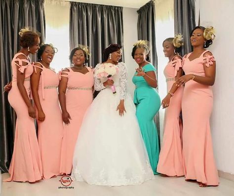 a blog about fashions and wedding, send off, maids dresses, mishono ya vitenge na vitambaa Nigerian Bridesmaid Dresses, Bridal Pic, Bridesmaids Styles, Robes Bridesmaids, Ghanaian Wedding, Couples African Outfits, Pink Wedding Gowns, Kitenge Dress, African Bridesmaid Dresses