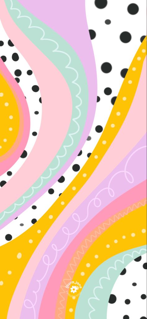 Colourful lock screen illustration by Laura Jane Jones. Join the Wallpaper Wednesday club to recieve free, high res, illustrated wallpapers for iphone and desktop directly to your inbox every fortnight! Colorful Designs Pattern, Cute Colorful Backgrounds, Laura Jane Illustrations, Teacher Background Wallpapers, Iphone Wallpaper Design, Screen Illustration, Abstract Pattern Illustration, Fun Backgrounds, Teacher Wallpaper