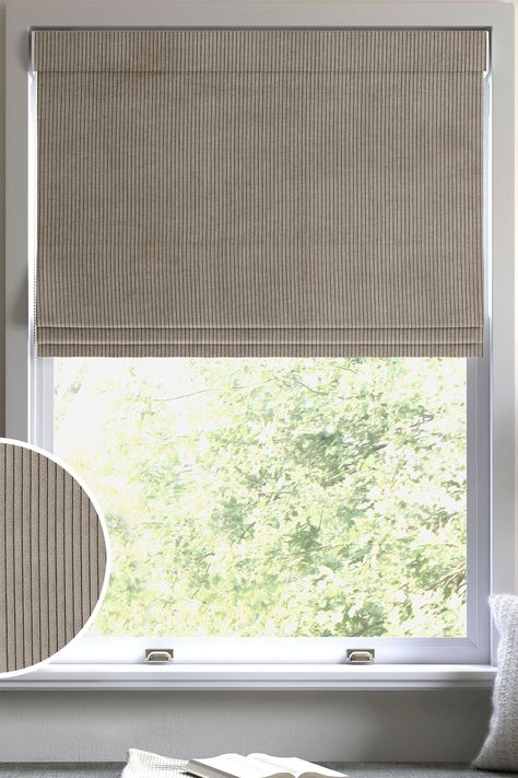 A corduroy effect makes Jangga an easy choice for a roman blind. This natural fabric has a retro look but with a modern twist. Perfect for a living room, bedroom or dining room. Dry clean only. 100% Polyester. Neutral Roman Blinds, Large Roman Blinds, Modern Roman Blinds, Modern Window Blind, Natural Roman Blinds, Roman Blinds Bedroom, Roman Blinds Living Room, Natural Blinds, Roman Curtains