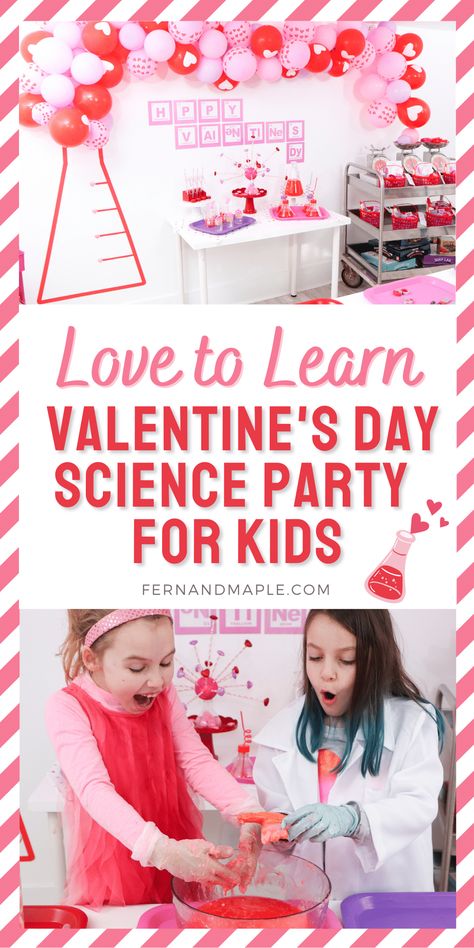 Create a "Laboratory of Love" for kids who love to learn this Valentine's Day with these ideas for DIY decor, science experiments and more! Get all of the details for this pink and red Valentine's Day Science Party now at fernandmaple.com! Valentine Science Experiments, Valentines Party Food, Science Valentines, Hosting Tips, Pink Crafts, Science Party, Valentines Day Food, Cool Science Experiments, Diy Birthday Party