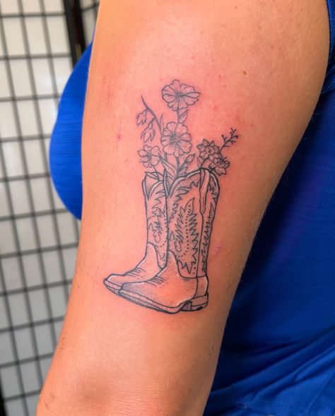 Thank you @zoe.wxtson for coming in and trusting me! • • • • • • • • • • #tattooartistic #boots👢 #bootstattoo #cowboytattoo #floraltattoos #floraltattoodesign #floralartwork #tattooflower #tattooflowers Cowboy Boot With Cactus Tattoo, Boot And Flower Tattoo, Cowboy Boots Tattoo, Mummy Tattoo, Boots Tattoo, Paintbrush Tattoo, Boot Tattoo, Cowboy Boot Tattoo, Cowboy Tattoo