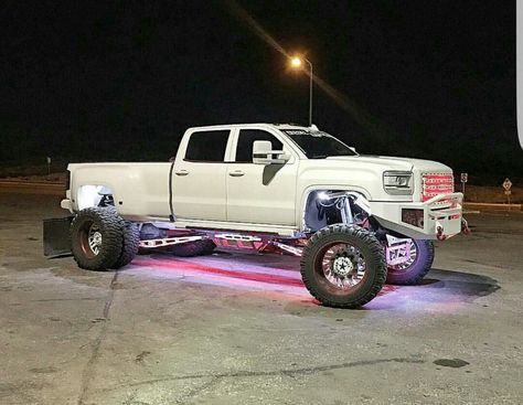 Chevy White Trucks, Decked Out Trucks, High Lifted Trucks, Girly Trucks, White Trucks, Cute Trucks, White Truck With Pink Accents, White And Pink Truck, Nice Trucks