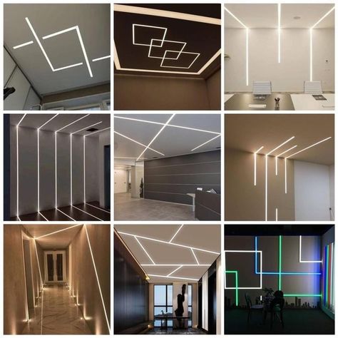 Led Light Zig Zag Profile Light Ceiling, Strip Light False Ceiling Design, False Ceiling With Profile Lighting, False Ceiling Living Room With Profile Light, Led Strip Lighting Ideas Ceilings, Without Fall Ceiling Ideas, Bedroom Without False Ceiling, Creative Chandelier Ideas, Led Strip Light Designs On Wall