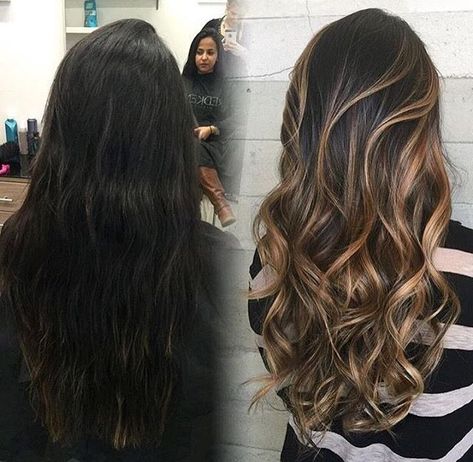 Carmel Balayage, Carmel Hair Color, Black Hair With Highlights, Caramel Hair, Hair Done, Hair 2018, Trendy Hair Color, Hair Color Highlights, Balayage Brunette