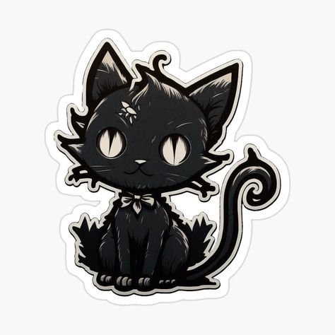 Gothic Stickers Printable, Goth Stickers Printable, Cute Cat Kawaii, Emo Stickers, Emo Cat, Goth Cat, Goth Stickers, Kawaii Goth Stickers, Gothic Stickers