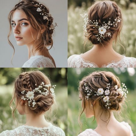 Boho Updo Wedding Hairstyles: Tips & Ideas for Your Big Day - Yeah Weddings Wedding Boho Hairstyles, Wedding Updo With Flowers, Boho Updo Wedding, Whimsical Updo, Boho Wedding Hair Updo, Boho Bridal Updo, Boho Updo Hairstyles, Updo Wedding Hairstyles, Boho Updo