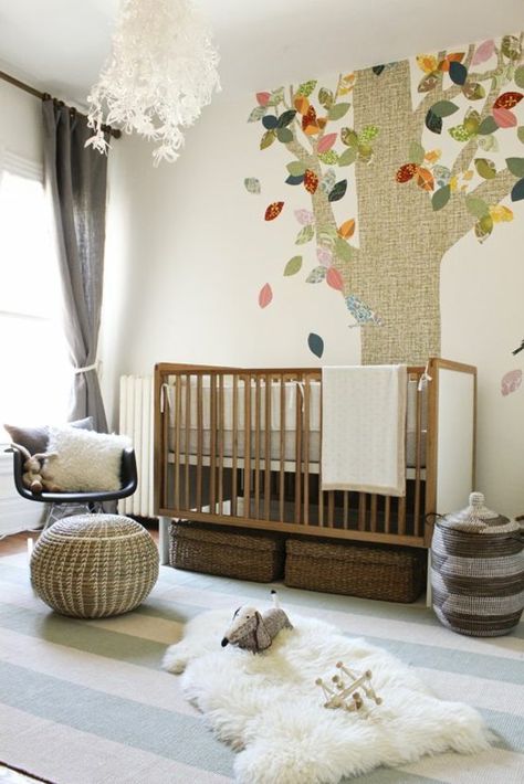 30 Ideen für Kinderzimmergestaltung - ergonomische Gemütlichkeit Boho Baby Nursery, Koti Diy, Growing Child, Natural Nursery, Small Nurseries, Tree Mural, Unisex Nursery, Nursery Modern, Gender Neutral Nursery