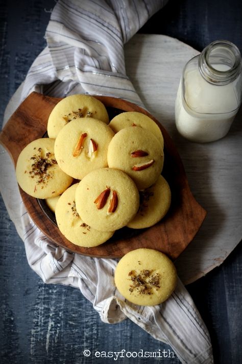 NAN KHATAI (Traditional Indian Shortbread Cookies) | Easy Food Smith Nan Khatai, Cookies Photography, Monster Food, Passionfruit Recipes, Shortbread Cookies Easy, Short Bread, Winter Baking, Feta Cheese Salad, Cookies Easy