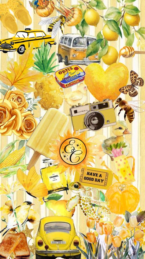 Yellow aesthetic collage #yellowaesthetic #collageaesthetic #watercolorcollage Bright Yellow Aesthetic, Yellow Collage Wallpaper, Yellow Aesthetic Collage, Yellow Collage, Notebook Collage, Art Final, Color Aesthetic, No Bad Days, Color Collage