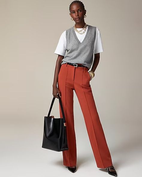 New Arrivals | J.Crew J Crew Lookbook, J Crew Looks, Red Pants Outfit, Hacks For Women, Styling Hacks, Classic Skirts, J Crew Style, Feminine Blouses, Argyle Sweater