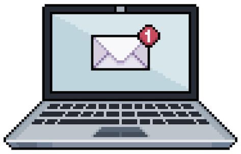 Pixel art laptop with email notification... | Premium Vector #Freepik #vector #newsletter #mail-marketing #email-marketing #send-email Pixel Art Market, Notification Icon, Email Icon, Email Notification, Marketing Email, Mail Marketing, 8 Bit, Book Journal, Vector Icons