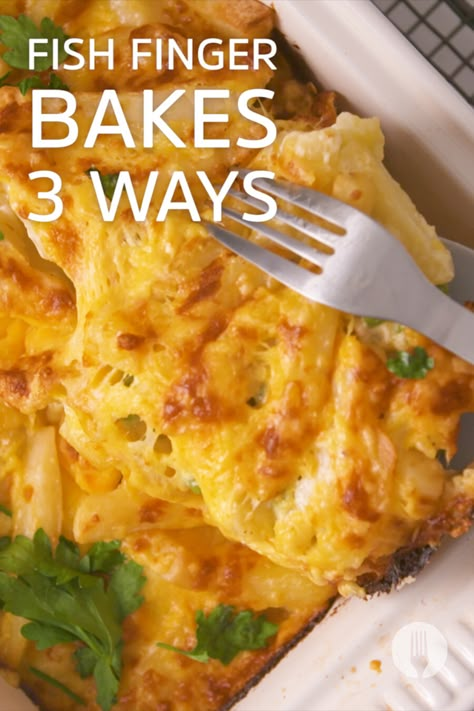 FISH FINGER BAKES 3 WAYS 🐟 3 hearty bakes for the family to share using a convenient ingredient: fish fingers! 👌 Fish Finger Pie, Finger Fish Recipe, Easy Hake Fish Recipes, Fish Fingers Recipe, Fish Fingers Ideas, Fish Fingers And Custard, Fish Fingers, Fish Finger Bhorta, Fish Stick Casserole Recipe