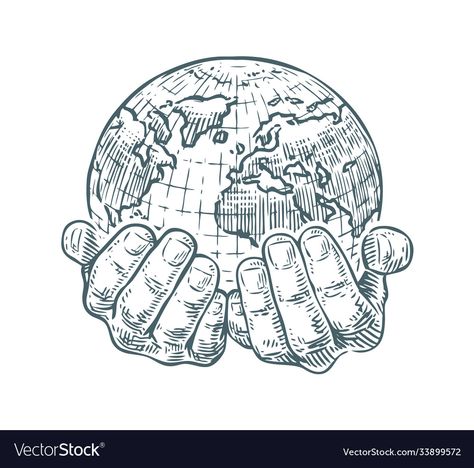 World Illustration Globe, Hand Holding Globe, Hands Holding The World, 2024 Tattoo, Leg Tats, Business Vector Illustration, Earth Illustration, Globe Art, Egyptian Tattoo