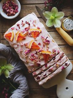 Cardamom Rose and Blood Orange Loaf Cake | Recipe via Homegrown Provisions #plantbased #rose #cardamom #bloodorange #glutenfree #quickbread Orange Loaf, Orange Loaf Cake, Loaf Cake Recipes, Instagram Content, Rosy Pink, Loaf Cake, Hot Fudge, Menu Ideas, Simple Things