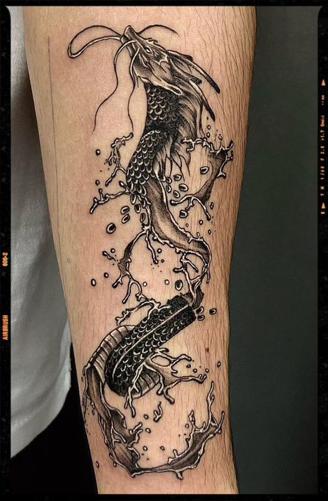 Bakunawa Dragon Tattoo, Dragon Gate Tattoo, Japanese Water Dragon Tattoo, Sea Serpent Tattoo, Sea Dragon Tattoo, Fierce Animal Tattoos, Green Dragon Tattoo, Water Dragon Tattoo, Dragon Palace