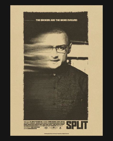 SPLIT, (2016) by M. Night Shyamalan ⛓️ • Film today cult for the interpretations of James McAvoy and Anya Taylor Joy. Very inspiring film. • • • #graphicdesign #typography #poster #design #posterdesign #posterwall #typeposter #graphicindex #moviegraphicdesign #visualgraphic #designinspiration #collectgraphics #designfeed #split #jamesmcavoy #adobephotoshop #creativity #retrotypography #visualdesign #graphisme #designgraphic #adobe #movieposter #movies #design #art #graphicdesigner #movieposte... Split Movie Poster, Film Posters Typography, Split 2016, Split Movie, Night Shyamalan, Retro Typography, Movie Posters Design, Typography Poster Design, James Mcavoy