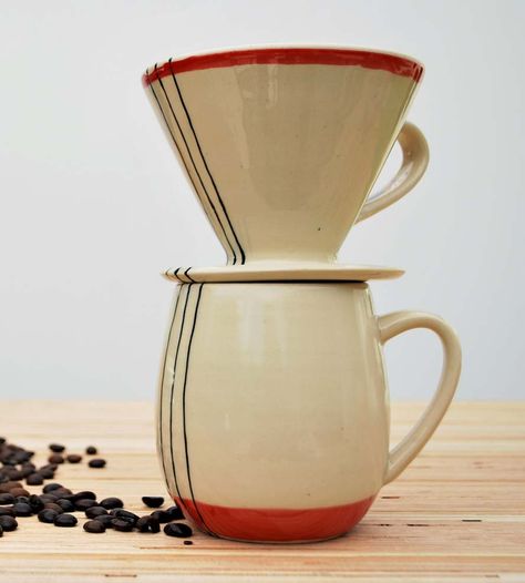 Pour Over Stoneware Coffee Mug Se Coffee Toy, Brew Bar, Pour Over Coffee Maker, Coffee Mug Set, Coffee Dripper, Pottery Handbuilding, Pottery Crafts, Pour Over Coffee, Ceramics Pottery Art