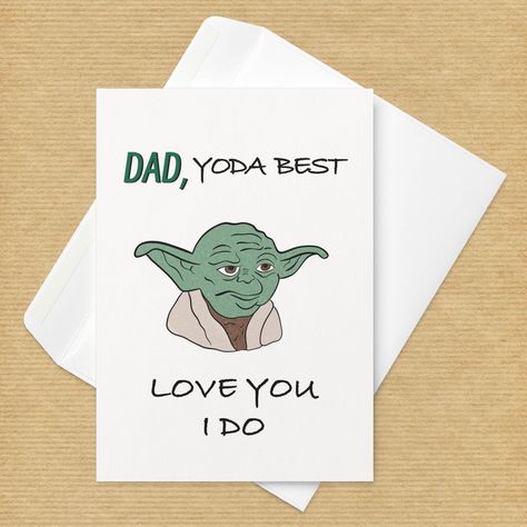 Dad Yoda Best Card | Star Wars Theme Father’s Day Card | Card to Geek Dad by Holailustra on Etsy Fathers Day Card, Dad Cards, Forrest Gump, Card Card, Best Love, Birthday Present, Personal Message, Printing Services, Stationery Paper