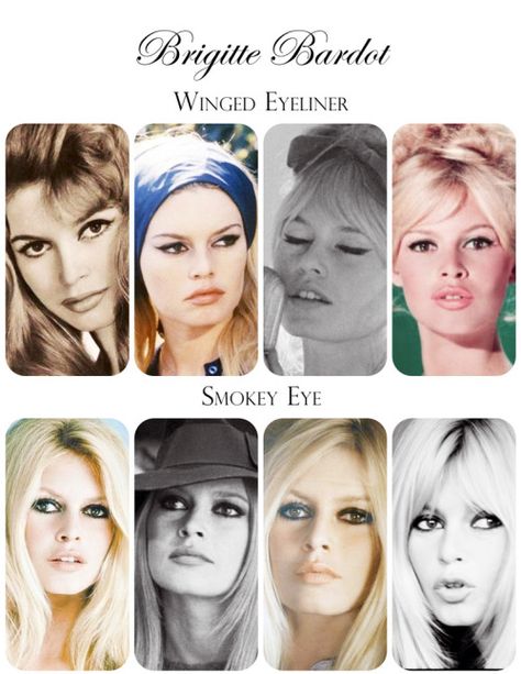 BB’s ICONIC MAKEUP LOOKS Bridget Bardot Makeup, Bardot Makeup, Iconic Makeup Looks, Brigitte Bardot 60s, Klasik Hollywood, Iconic Makeup, 60s Makeup, Makeup Workshop, Bridgette Bardot