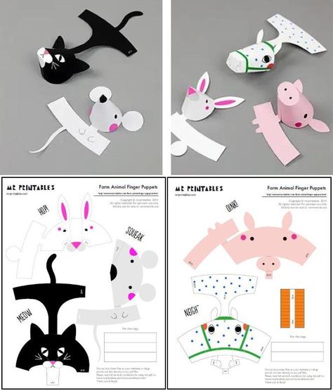 PAPERMAU: Farm Animals Papercraft Finger Puppets For Kids - by Mr. Printables Finger Puppets For Kids, Mr Printables, Puppets For Kids, Paper Puppets, Red Brick House, Finger Puppets, Red Bricks, Paper Toys, Paper Models