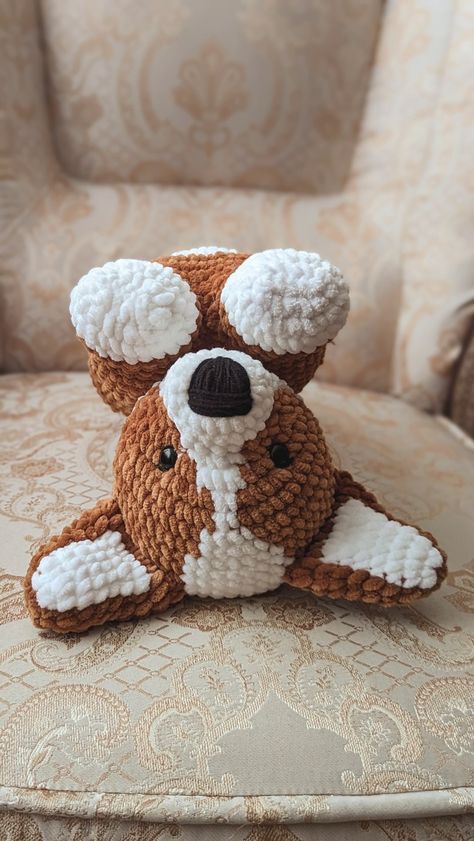 Crochet Corgi Pattern Free Amigurumi, Free Corgi Crochet Pattern, Crochet Dog Plush, Crochet Corgi Pattern Free, Corgi Crochet Pattern Free, Corgi Crochet Pattern, Amigurumi Corgi, Corgi Crochet, Crochet Corgi