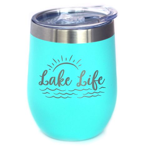 PRICES MAY VARY. Fun, cute gift idea for anyone that knows the pleasure of drinking outside at the lake Keeps Wine Cool & Coffee Hot For Hours - Vacuum sealed thermal insulation makes all drinks portable. 12 oz mug etched (not printed) in our shop in Northern Colorado so the saying will never wear off Spill Proof Sliding Lid and Double Wall Stainless Steel helps beverages stay cold in the sun. Fun and useful gift, whether you're at the lake or beach, or hiking and camping in the mountains Bevvee Engraved Tumbler, Lake House Decor, Thermal Insulation, Insulated Cups, Wine Accessories, Lake Life, Vacuum Sealing, Wine Tumblers, Wine Cooler