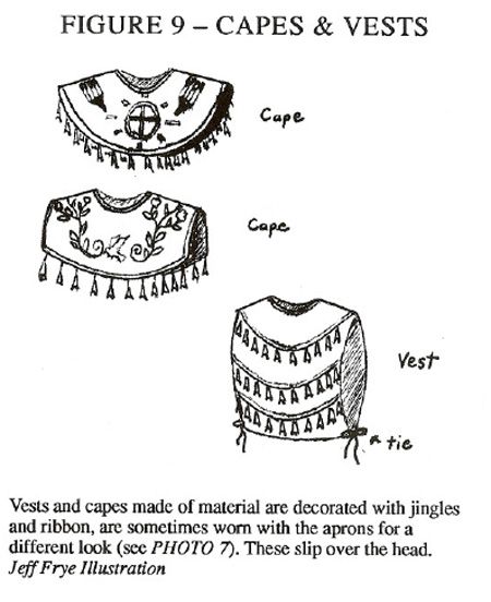 How to Make a Jingle Dress | photo 6 is a cape made of material and decorated with jingles and ... Native American Jingle Dress, 2025 Inspiration, Jingle Dress Dancer, Fancy Shawl Regalia, Powwow Outfits, Dress Construction, Fancy Shawl, American Indian Crafts, Native American Dress