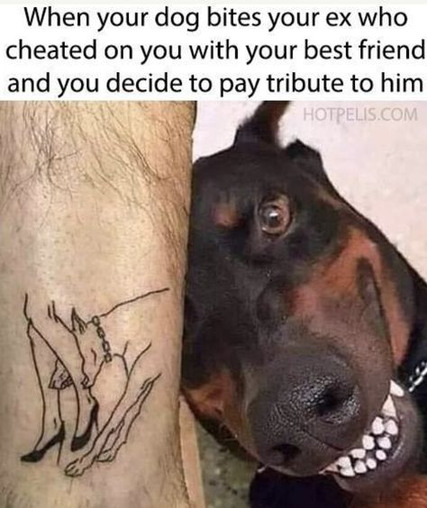 Dog Bite Tattoo, Tattoo Humor, Bite Tattoo, Cute Henna Tattoos, Cute Henna, Dog Bite, Dog Biting, Memes Xd, Life Tattoos