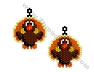 Harvest Jewelry, Turkey Beads, Beaded Birds, Bead Looming, Santa Earrings, Thanksgiving Jewelry, Seed Bead Projects, Seed Bead Jewelry Patterns, Stitch Earrings