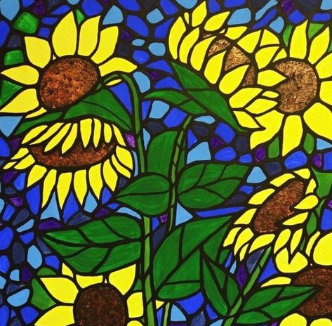 Sunflower Mosaic, Stained Glass Painting, Tulips Art, Glass Paintings, Stained Glass Paint, Ganesha Painting, Painting Glassware, Faux Stained Glass, Painting Painting