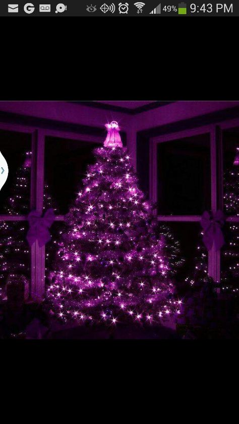 Omg 😍 Purple Christmas Tree Decorations, Purple Christmas Decorations, Purple Christmas Tree, Purple Trees, Purple Christmas, Edgy Chic, Beautiful Christmas Trees, All Things Purple, Christmas Tree Lighting