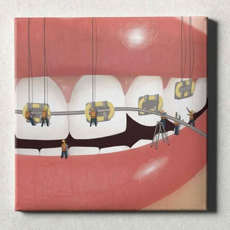 Kids Dental Office, Orthodontic Office Design, Dental Poster, Dental Wall Art, Tooth Art, Orthodontic Office, Dentist Art, Tooth Cartoon, Dentist Clinic