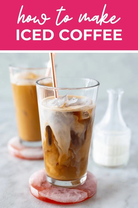 These Iced Coffee Recipes are amazing! Learn how to make iced coffee at home and customize it with your favourite homemade syrups. Make Iced Coffee At Home, Diy Iced Coffee, Iced Coffee Concentrate, The Best Iced Coffee, Make Iced Coffee, Iced Coffee Recipes, Homemade Iced Coffee, Iced Tea Maker, Best Iced Coffee