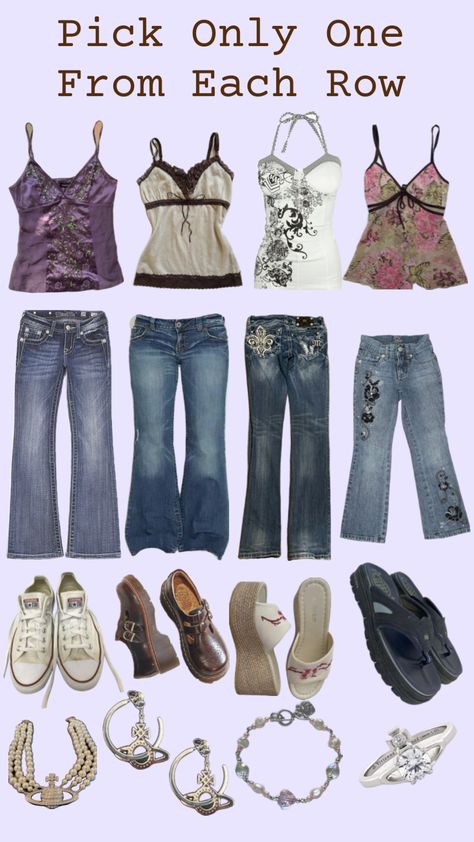 #y2k #outfitinspo #beauty #tanktop #jeans #lowrisejeans #pickyourfit 2000 Clothes, Trashy Outfits, 2000s Outfit, Outfits 2000s, Downtown Outfits, Thrifted Outfits, Aesthetic Fits, Clothes And Shoes, 2000s Fashion Outfits