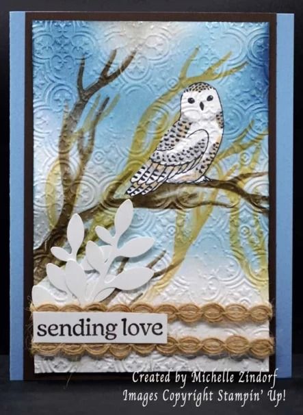 Sending Love Card | Zindorf Stamps Z Cards, Winter Owl, Customer Loyalty Program, Owl Card, Hoot Owl, Sending Love, Card Making Crafts, Different Seasons, Bird Cards