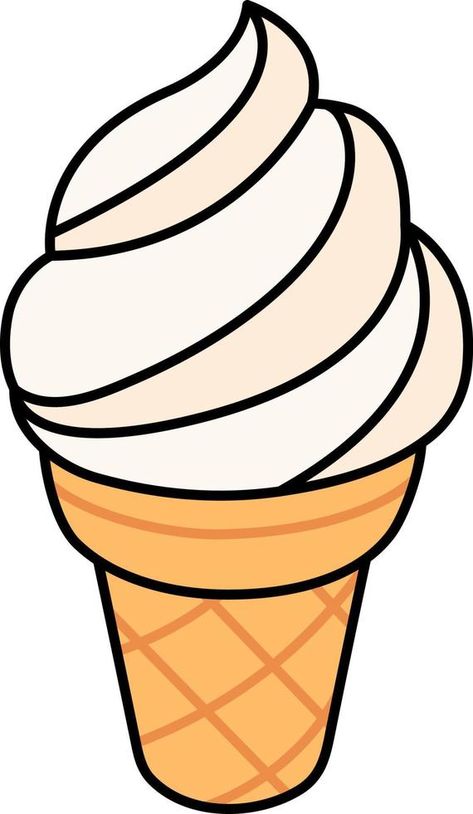 Vanilla Ice cream cone Dessert Icon Element illustration colored outline Ice Cream Outline, Vanilla Ice Cream Cone, Dessert Icon, Cone Dessert, Vector Nature, Element Illustration, Candy Floss, Vanilla Ice, Ice Cream Cone