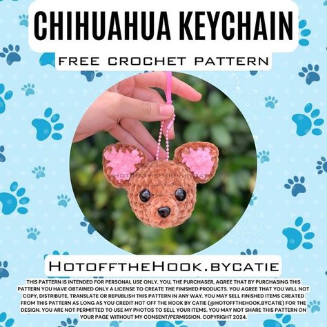 Catie Ulrich-Rentz on Instagram: "🐾FREE CROCHET PATTERN 🐾  I’m so excited to finally share my little chihuahua keychain pattern with y’all! Thank you so so much for all the love & support. It’s such a huge milestone hitting 8k followers. And it truly won’t be possible without all you! I hope you love this pattern as much as I loved creating it for y’all. Enjoy & please tag me if you make one, I love seeing your makes!   This pattern is listed on ribblr for free & the pdf is also available online for $1 if you’d like to purchase your own copy 🫶🏼 **this pattern is here for free, it should not be posted on another page but this Instagram page**  •••  Go give my testers a follow & check out their little puppies! They all were just so amazing.  @cableandcanvas  @mamascozycorner  @plushc.the Keychain Patterns, Keychain Pattern, Quick Crochet Patterns, Crochet Business, Quick Crochet, Adult Crafts, Crochet Animal Patterns, Crochet Keychain, Little Puppies