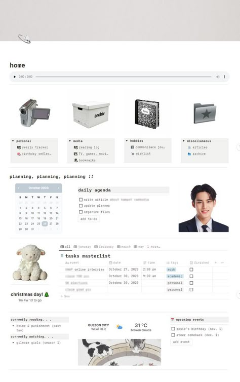 Kpop Notion Template, Minimal Notion Template, Cute Notion Template, Notion Study Planner, Minimal Notion, Notion Template Ideas Aesthetic, Notion Study, Notion Layout, Notion Organization