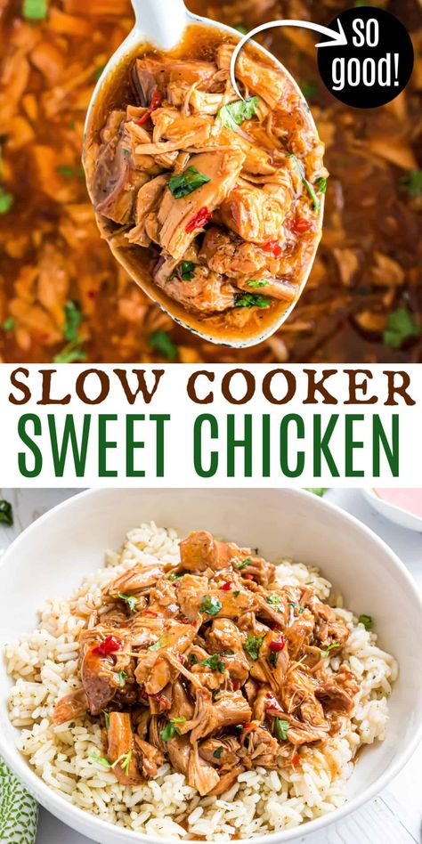 This Slow Cooker Sweet Chili Chicken has a sweet and tangy flavor that your family will love! Dust off your crockpot and get cooking! Crockpot Treats, Sweet Chili Sauce Chicken, Chicken Breast Recipes Slow Cooker, Sweet Chili Sauce Recipe, Chicken Slow Cooker, Sweet Chilli Chicken, Chicken Breast Crockpot Recipes, Chicken Chili Crockpot, Sweet Chili Chicken