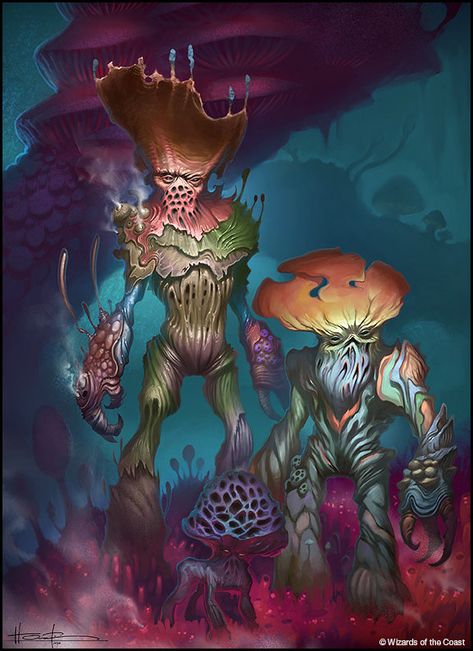 ArtStation - Myconids, Hector Ortiz Plant Monster, D D Monsters, Dnd Monsters, Fantasy Races, Fantasy Monster, Mushroom Art, Arte Fantasy, Creature Design, Creature Art