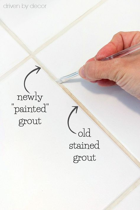 Finally! A way to get your gross, stained grout to look like new! This post shows you how to get it looking clean and like new! Floor Tile Grout, Bathroom Mirrors Diy, Cleaning Tile Floors, Diy Interior Decor, Driven By Decor, Bathroom Mirror Frame, Easy Diy Decor, Tile Grout, Grout Cleaner