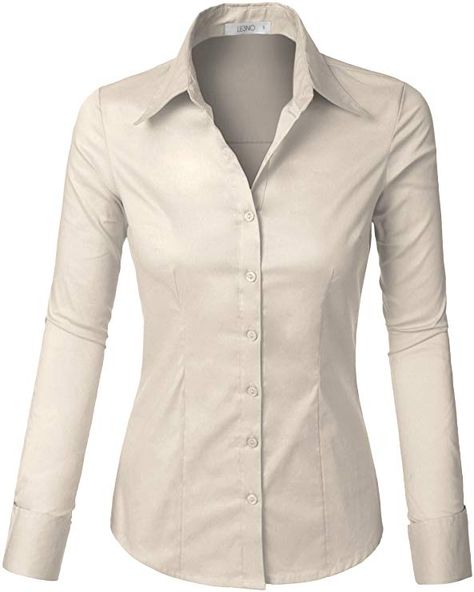 Long Sleeve Button Up Shirt Outfit, Formal Shirts Women, Ladies Shirts Formal, Cream Shirt Dress, Beige Shirt Dress, Cute Professional Outfits, Long Sleeve Fitted Dress, Beige Shirt, Gold Mangalsutra