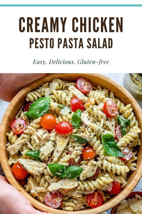 High Protein Pesto Pasta Salad, Low Cal Pesto Pasta, Low Calorie Pesto Pasta, Low Cal Pasta Salad, Creamy Pesto Pasta Salad, Creamy Chicken Pesto Pasta, Chicken Pesto Pasta Salad, Carrot Pasta, Macro Food