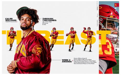 Sports Infographic, Caleb Williams, Usc Football, Tnt Sports, Sports Design Ideas, Sport Graphic, Shirt Logo Design, Sport Poster Design, Sports Marketing