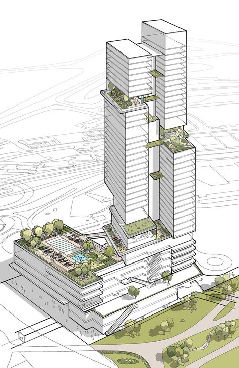 Landscape Gardening, Drawing Hands, Couple Drawing, Architecture Concept Diagram, Tall Buildings, Architecture Design Sketch, Skyscraper Architecture, Architecture Design Drawing, Building Concept